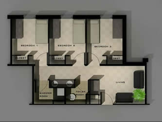 Three Bedroom Plan - Ornelas Hall
