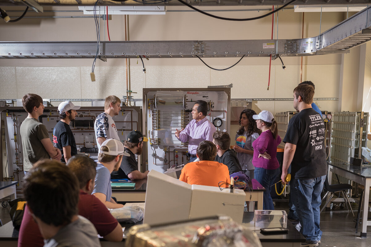 Students in an engineering classroom
