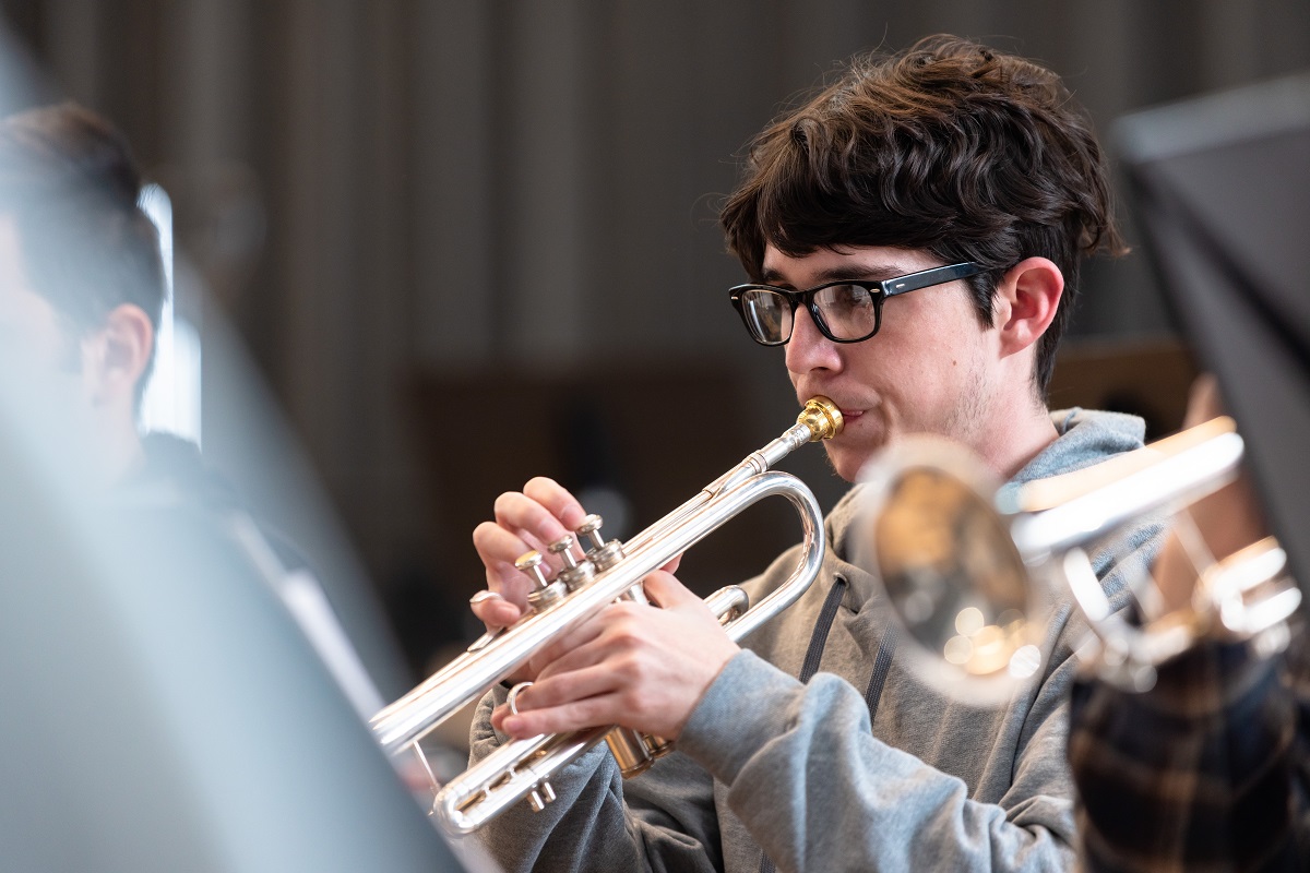 Student playing the trumpet