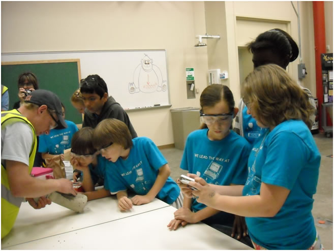 Examining the broken specimen