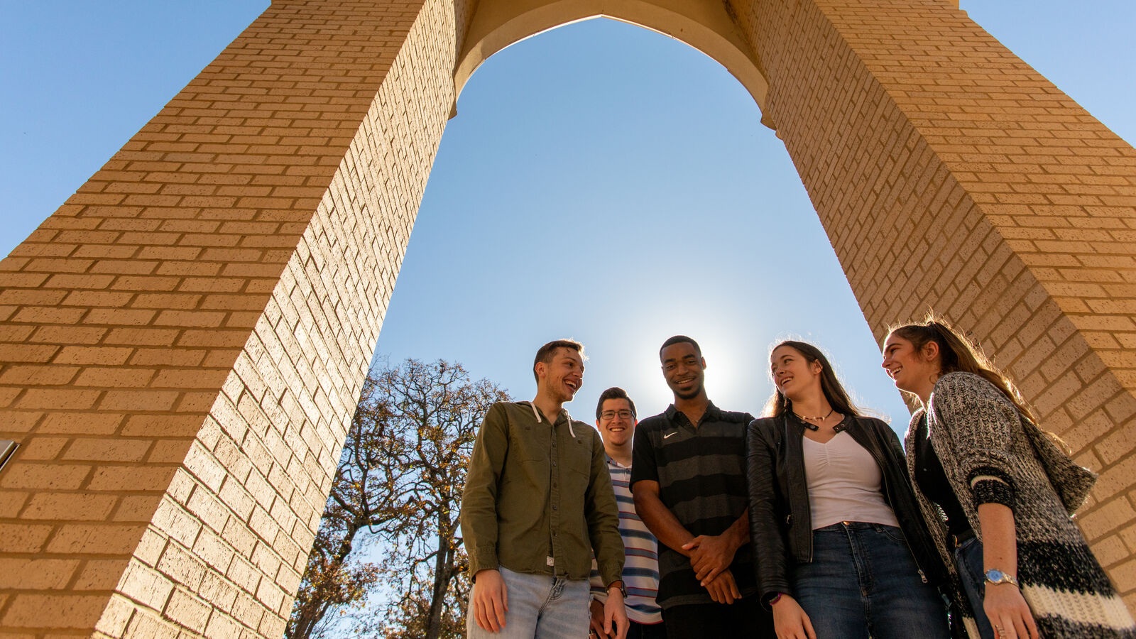 students at the bell tower