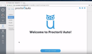 image showing the set up screen for proctorU