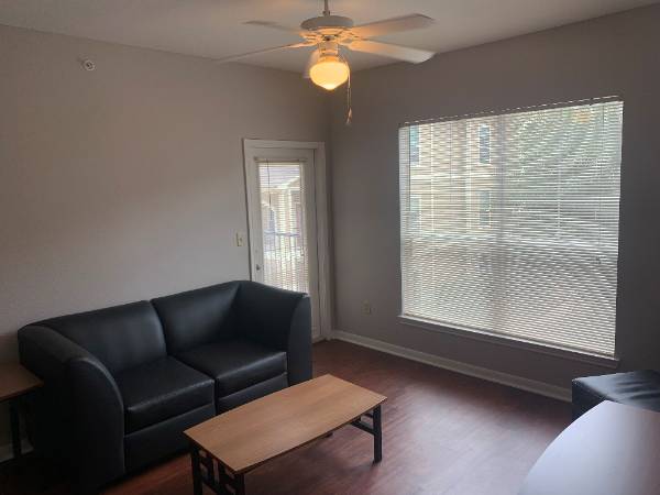 Living room with couch in corner